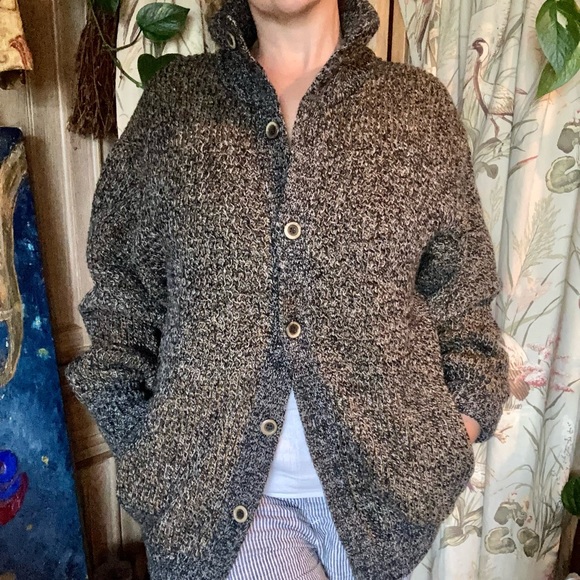Vintage 90s Harbour Club Wool Chunky Button Down Cardigan Grandpa Sweater XL - Picture 2 of 7
